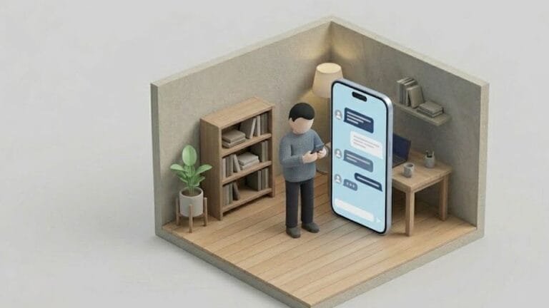 채팅 어플 하는 남자 이미지