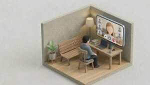 영상통화 하는 남자 이미지