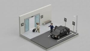 태국 여성들을 한국 마사지업소에 소개하는 브로커 구조를 상징적으로 표현한 일러스트