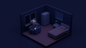 안마시술소 업주에게 전화를 걸어 탕치기 공갈을 하는 장면을 상징적으로 표현한 일러스트