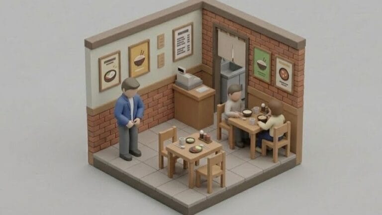 술에 취해 식당 안에 서있는 남자