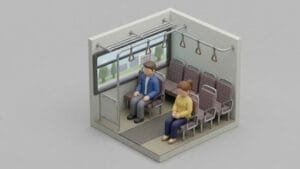 버스에서 남녀가 앉아있는 이미지