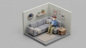 스마트폰으로 sns하는 남자 이미지