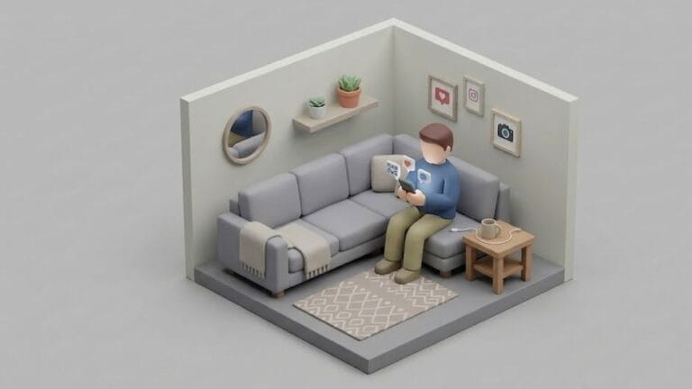 스마트폰으로 sns하는 남자 이미지