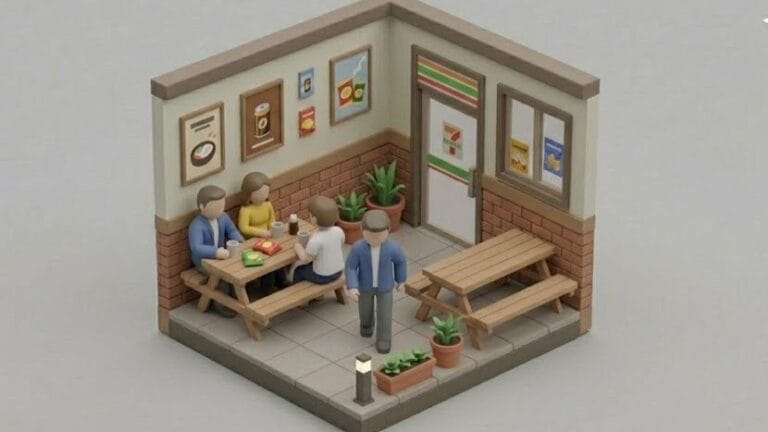 편의점 앞에서 다가가는 남자